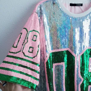 Sequin Jersey Graphic Short Sleeve Shirt Dress thumbnail 4