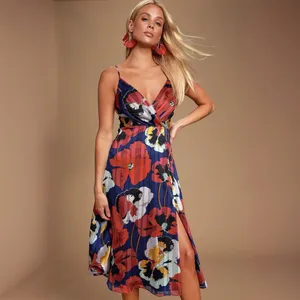 Lulus All About Love Royal Blue Floral Print Midi Dress Size XS thumbnail 3