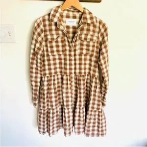 THE SHIRT Rochelle Behrens - Jules Dress in brown/cream plaid gingham‎ thumbnail 3