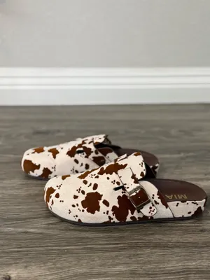 MIA Gipsy Cow Print Buckle Clog Mules Size 7.5 thumbnail 6