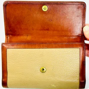 Vintage Dooney & Bourke All Weather Leather Checkbook Wallet, Taupe/British Tan thumbnail 12