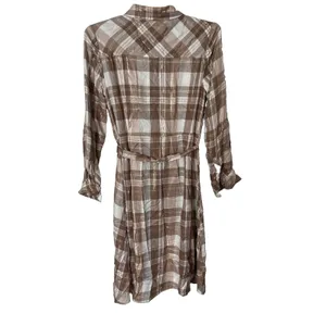 Tommy Hilfiger Womens Metallic Plaid Shirtdress Taupe NWT Size 8 Preppy Classic thumbnail 9