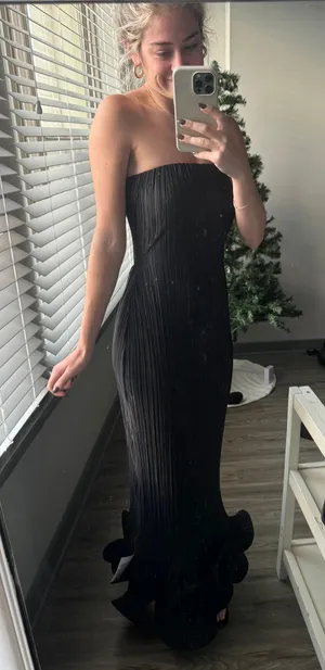 Strapless Pleated Dress Black Size 0 thumbnail 1