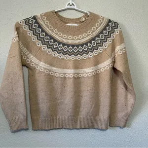 Original Weatherproof Vintage Tan and White Nordic Pattern Fair Isle Sweater thumbnail 1