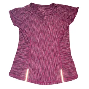 Lululemon Workout Gym Short Sleeve V-Neck Shirt Pink Purple Space Dye Sz 6 thumbnail 2