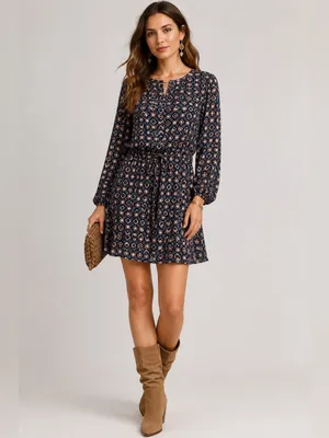 "Loft" Multicolor Geometric Long Sleeves Shirttail Dress Size: Xl thumbnail 2