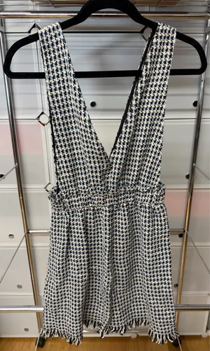 Zara Houndstooth Tweed Pinafore Mini Dress thumbnail 4