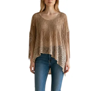 Free People New Romantics Open Crochet Fringe Top Size Small thumbnail 3
