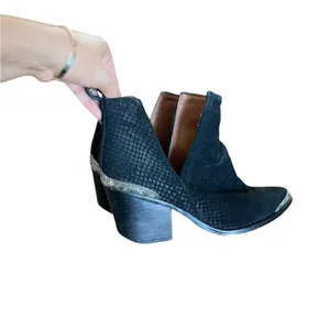 JEFFREY CAMPBELL Cromwell Suede Leather Black Western Ankle Boots Booties thumbnail 13