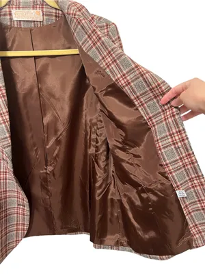 Vintage Pendleton Plaid Wool Blazer 14 S/M Brown Red thumbnail 4