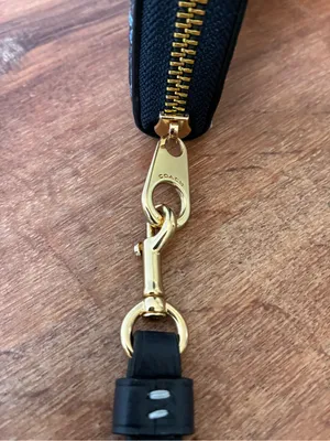 Coach Long Zip Around Wallet with Signature Monogram Print, Navy Blue / Gold thumbnail 9