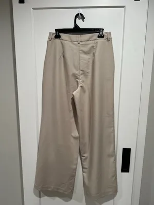 COMMENSE NWT Beige Pleated Wide Leg Trousers Pants Size L thumbnail 3