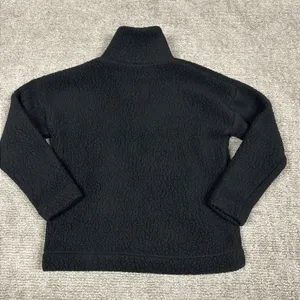 J Crew Womens Small Snap Collar Sherpa Black Sweatshirt Polartec Fleece Pockets thumbnail 6