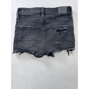 American Eagle Next Level Stretch Distressed Black‎ Denim Shorts Womens Size 00 thumbnail 4