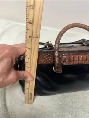Brahmin Black and Brown Leather Crossbody Satchel-Crossbody thumbnail 8