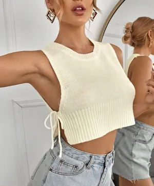 SheIn Tie Side Beige Crop Tank Top thumbnail 3