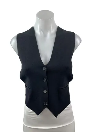 Zara Women's Black Sleeveless V Neck Button Down Waistcoat Suit Vest Tank Top S thumbnail 1