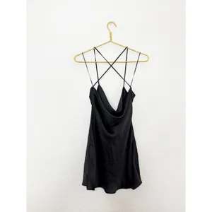 Zara Black Satin Cowl Neck Mini Dress Size Small Strappy Back 7901/338 Cocktail thumbnail 13