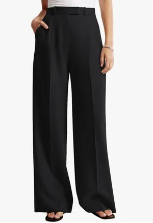 NiMin Women’s Black Pleated Wide Leg Pants High Waist Trousers Size X Small thumbnail 2