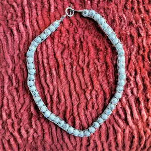 Metal Mesh Silver Textured Threaded Bead Necklace thumbnail 9