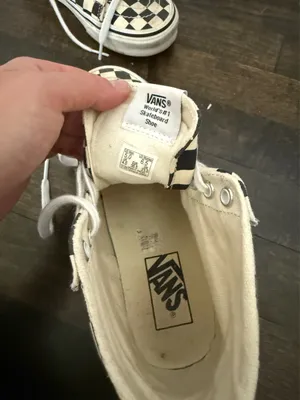 Vans Cream Checkered Sneakers thumbnail 3