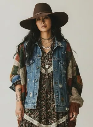 American Eagle Brown 100% Wool Wide Brim Floppy Hat thumbnail 1