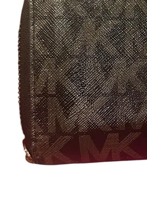 Michael Kors Jet Set Continental Wallet MK Signature Black Brown thumbnail 6