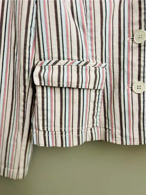 LOFT Striped Linen-Blend Blazer Jacket | Cropped Lightweight Preppy thumbnail 4