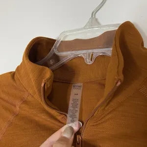 Beyond Yoga Heather Rib Take A Hike Zip Pullover orange rust size small thumbnail 2