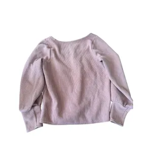 Madewell Dusty Rose Pink Ribbed Square Neck Puff Sleeve Pullover Top Womens M thumbnail 2