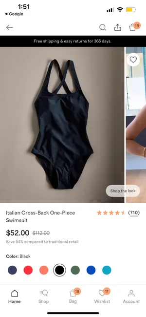 New Quince Cross-Back One-Piece Swimsuit in Black Size Large thumbnail 3