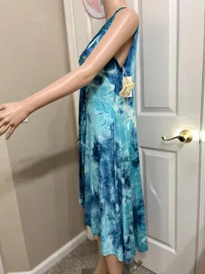 One World colorful blue dress size L thumbnail 4