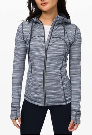 Lululemon Hooded Define Jacket Nulu Size 10 Mini Space Dye Nocturnal Teal W4BF8S thumbnail 1
