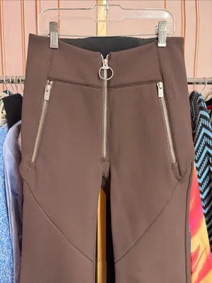 HOLDEN High Waisted Softshell Pants Brown Flare Ski Snow Winter Zip Leg. Size S thumbnail 3