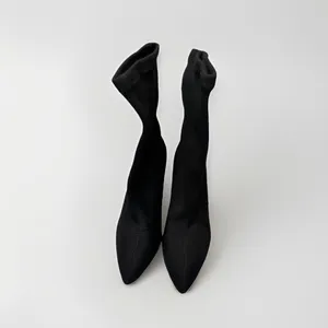 Cape Robbin Black Heeled sock Boots with Clear Heel thumbnail 3