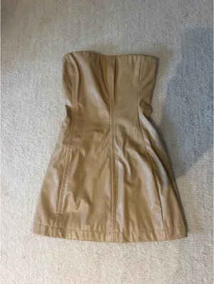 Princess Polly tan leather strapless dress thumbnail 2