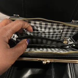 Nanette Lepore Black Textured Wallet with Gold Trim crossbody. NWOT thumbnail 6