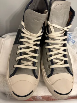 Jack Purcell Converse Sneakers high top Leather grey/blue boho or casual sz10 thumbnail 1