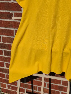 Yellow Linen tunic Short Sleeves Asymetric Hem Medium thumbnail 6