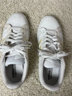 adidas White Cloudfoam Classic three striped sneakers thumbnail 6
