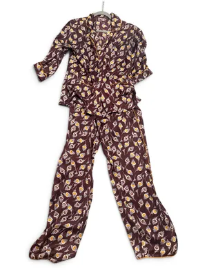 Chelsea28 Purple Floral Satin Pajama Set 2 Piece Size Small thumbnail 1