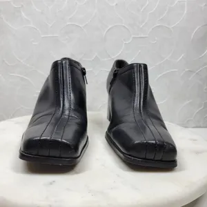 Naturalizer Stitch In Time Ankle Boots 7.5 Black Leather Chunky Heels Square Toe thumbnail 9