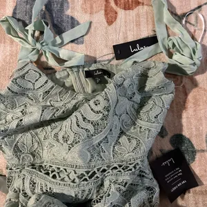 LULU’S Won Your Heart Sage Green Lace Tie-Strap High-Low Midi Dress thumbnail 11