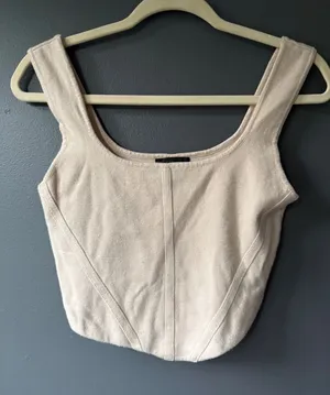 House of Harlow 1960 Beige Knit Crop Tank Top Size M thumbnail 1