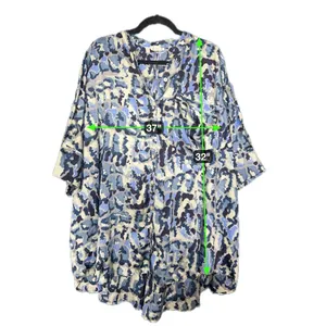 Free People Goddess Blue Floral Oversized Tunic Shirt Dress Boho Cover Up Medium thumbnail 8