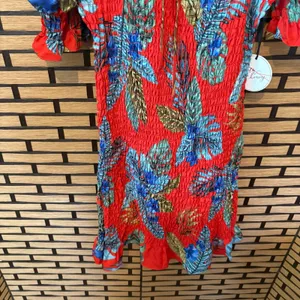 Milk & Honey Red Floral‎ Dress Size Medium thumbnail 6