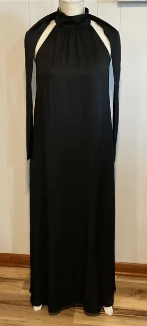 Ann Taylor Black Halter Maxi Dress with Shoulder Ties thumbnail 1