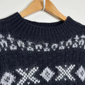 Vintage 90s Forenza Wool Blend Sweater Women’s Oversized Medium Black White thumbnail 3
