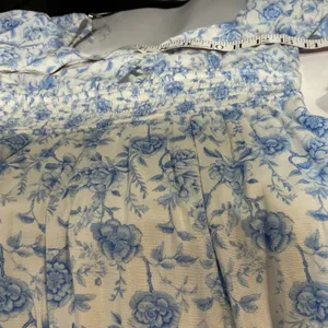 Altar'd State Floral Tiered Maxi Dress XXS Blue White Puff Sleeve Smocked NWT thumbnail 4