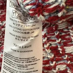 Yans Larat Red Crab Cream Blue V neck High Low Chunky Sweater Size Small Womens thumbnail 9